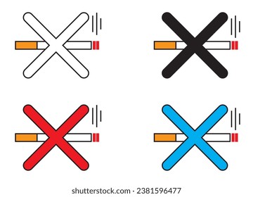 icon set, collection of no smoking icons