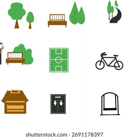 Colección de conjunto de iconos para el Vector del parque