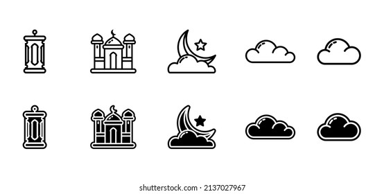 Icon set collection with Ramadan theme.