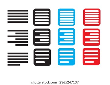 conjunto de iconos , colección de iconos de texto , negro , blanco, rojo 
