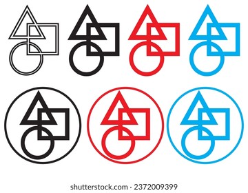 icon set , collection of triangle circle box icons