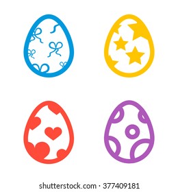 Icon set of colored Easter eggs on white background Isolated Holiday icon vector