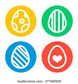 Icon set of colored Easter eggs on white background Isolated Holiday icon vector