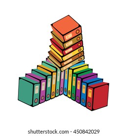 Icon set of colored folders   archive. Vector illustration