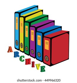 Icon set of colored folders labeled archive. Vector illustration