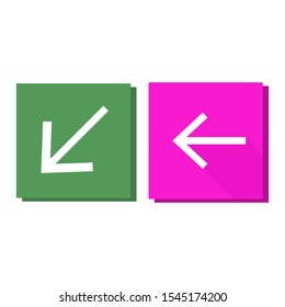 Icon set in colored frame with left arrow and down arrow.