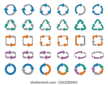 Icon set of colorful arrows expressing circulation
