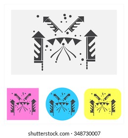 Icon set of colorful firecracker