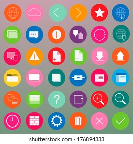 Icon set colorful internet, vector illustration