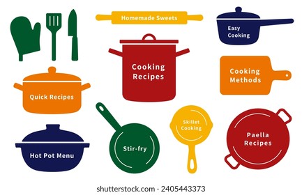 Icon set of colorful kitchen tools