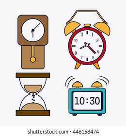 icon set of colorfull Clocks. Time design. Vector graphic