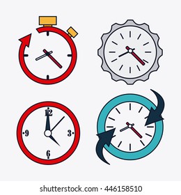 icon set of colorfull Clocks. Time design. Vector graphic