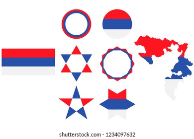 Icon set of colors of the flag of Republika Srpska, isolated on white background