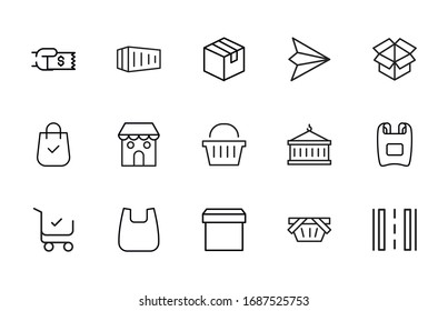 Icon set of commerce. Editable vector pictograms isolated on a white background. Trendy outline symbols for mobile apps and website design. Premium pack of icons in trendy line style.