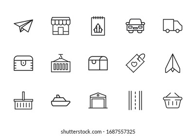 Icon set of commerce. Editable vector pictograms isolated on a white background. Trendy outline symbols for mobile apps and website design. Premium pack of icons in trendy line style.
