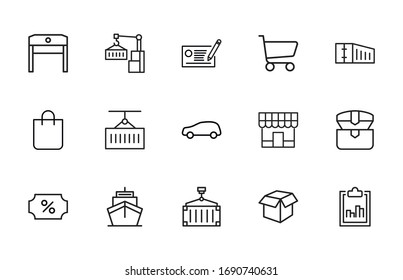 Icon set of commerce. Editable vector pictograms isolated on a white background. Trendy outline symbols for mobile apps and website design. Premium pack of icons in trendy line style.