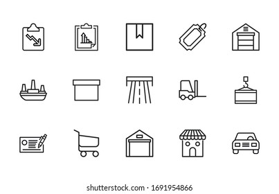 Icon set of commerce. Editable vector pictograms isolated on a white background. Trendy outline symbols for mobile apps and website design. Premium pack of icons in trendy line style.