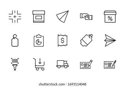 Icon set of commerce. Editable vector pictograms isolated on a white background. Trendy outline symbols for mobile apps and website design. Premium pack of icons in trendy line style.