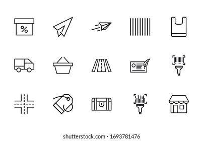 Icon set of commerce. Editable vector pictograms isolated on a white background. Trendy outline symbols for mobile apps and website design. Premium pack of icons in trendy line style.