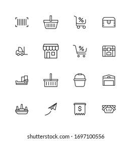 Icon set of commerce. Editable vector pictograms isolated on a white background. Trendy outline symbols for mobile apps and website design. Premium pack of icons in trendy line style.