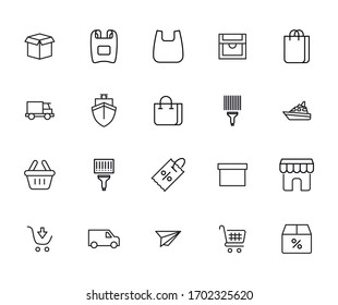 Icon set of commerce. Editable vector pictograms isolated on a white background. Trendy outline symbols for mobile apps and website design. Premium pack of icons in trendy line style.