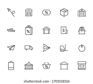 Icon set of commerce. Editable vector pictograms isolated on a white background. Trendy outline symbols for mobile apps and website design. Premium pack of icons in trendy line style.