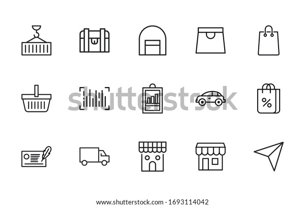 Icon\
set of commerce. Editable vector pictograms isolated on a white\
background. Trendy outline symbols for mobile apps and website\
design. Premium pack of icons in trendy line\
style.