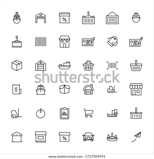 Icon\
set of commerce. Editable vector pictograms isolated on a white\
background. Trendy outline symbols for mobile apps and website\
design. Premium pack of icons in trendy line\
style.