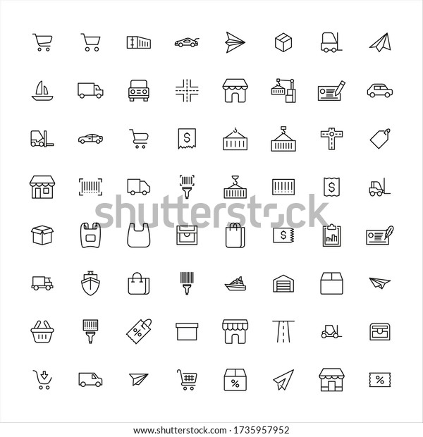 Icon
set of commerce. Editable vector pictograms isolated on a white
background. Trendy outline symbols for mobile apps and website
design. Premium pack of icons in trendy line
style.