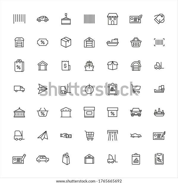 Icon
set of commerce. Editable vector pictograms isolated on a white
background. Trendy outline symbols for mobile apps and website
design. Premium pack of icons in trendy line
style.