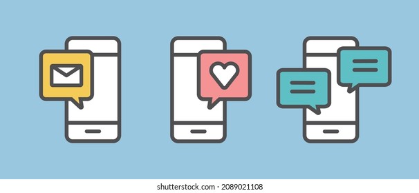 Icon set for communicating with smartphones