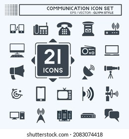Icon Set Communication - Glyph Style,Simple illustration,Editable stroke,Design template vector, Good for prints, posters, advertisements, announcements, info graphics, etc.