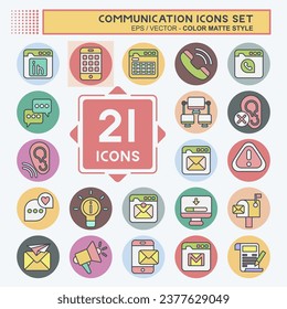 Icon Set Communication. related to Internet symbol. color mate style. simple design editable. simple illustration