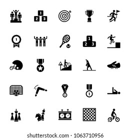 Icon set of competitive sports illustration. Players and awards, competition, championship. Sport concept. For topics like success, achievement, sport training