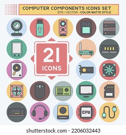 Icon Set Computer Components. suitable for education symbol. color mate style. simple design editable. design template vector. simple illustration