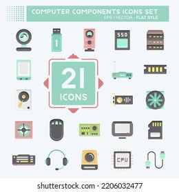 Icon Set Computer Components. suitable for education symbol. flat style. simple design editable. design template vector. simple illustration