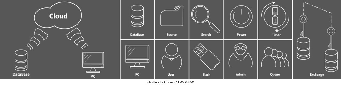 Icon set of computer technology