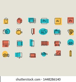 Icon Set Comunication Audivisual Student 