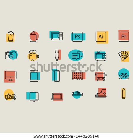 Icon set comunication audivisual student 