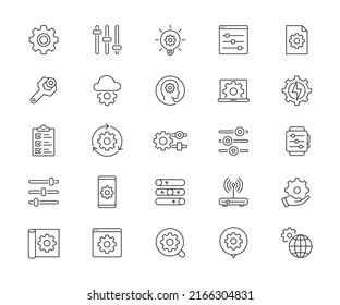 Conjunto de iconos de opciones de configuración. Diseño sencillo y plano. Ilustración vectorial.