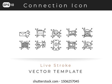 Icon Set Connection For Website, Infographic Element. Vector Illustration