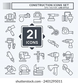 Construcción de conjunto de iconos. relacionado con el símbolo Building. estilo de línea. diseño simple editable. ilustración simple