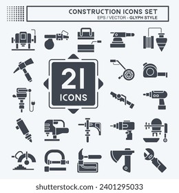 Icon Set Construction. related to Building symbol. glyph style. simple design editable. simple illustration