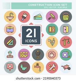 Construcción de conjunto de iconos. adecuado para el símbolo de construcción. estilo plano. diseño simple editable. vector de plantilla de diseño. ilustración simple
