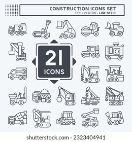 Conjunto de iconos Vehículos de construcción. en relación con el símbolo de maquinaria de construcción. estilo de línea. diseño simple editable. ilustración simple
