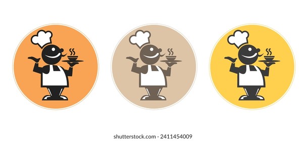 Juego de iconos, cocinar con una bandeja. Logo, ilustración de iconos, vector