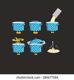 Icon set cooking pasta recipe. Vector illustration
