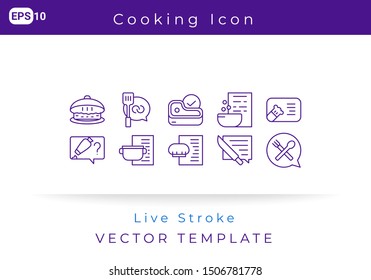 Icon Set Cooking, Tips, Document Food for Website, Infographic Element. Vector illustration design template