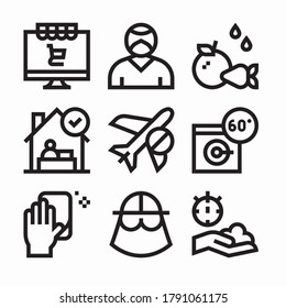Icon Set Corona Virus Prevention for different seasons Line