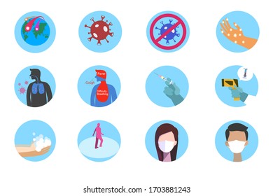 Icon set of coronavirus information 